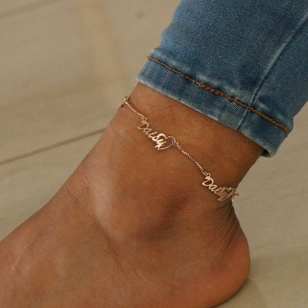 Personalised Name Ankle Bracelet Custom 4 Names Anklet Gifts for Her-Jessemade AU