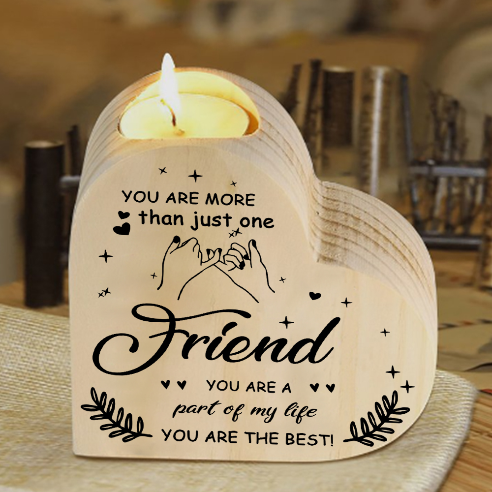 To My Friend Heart Candle Holder Wooden Pinky Swear Candlesticks - You Are More Than Just One Friend-Jessemade AU