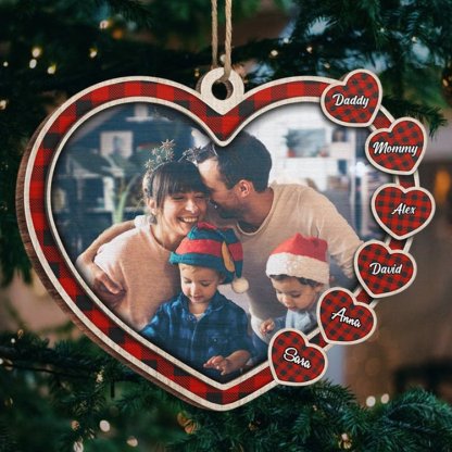 Personalised Family Heart Christmas Ornament Custom 8 Names Hanging Ornament Gifts For Family-Jessemade AU