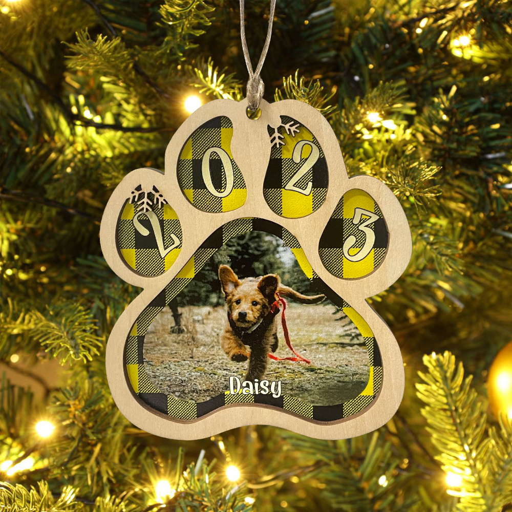 Personalised Christmas Dog Paw Ornament Custom Name & Photo & Year Christmas Gifts-Jessemade AU