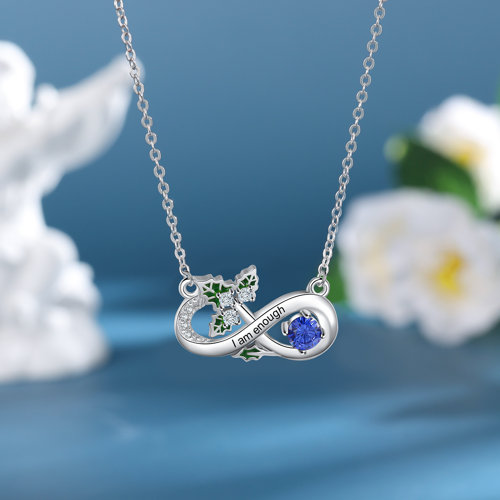 Personalised December Birthflower Necklace With Birthstone Gift For Women-Jessemade AU