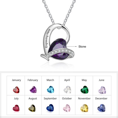 Personalised Heart Necklace with Birthstone Engraved Name Gifts for Her-Jessemade AU