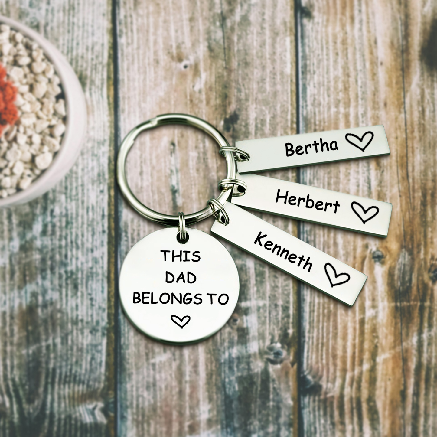 3 Names - Personalised Name Keychain Stainless Steel Keychain Special Gift for Mummy/Dad-Jessemade AU