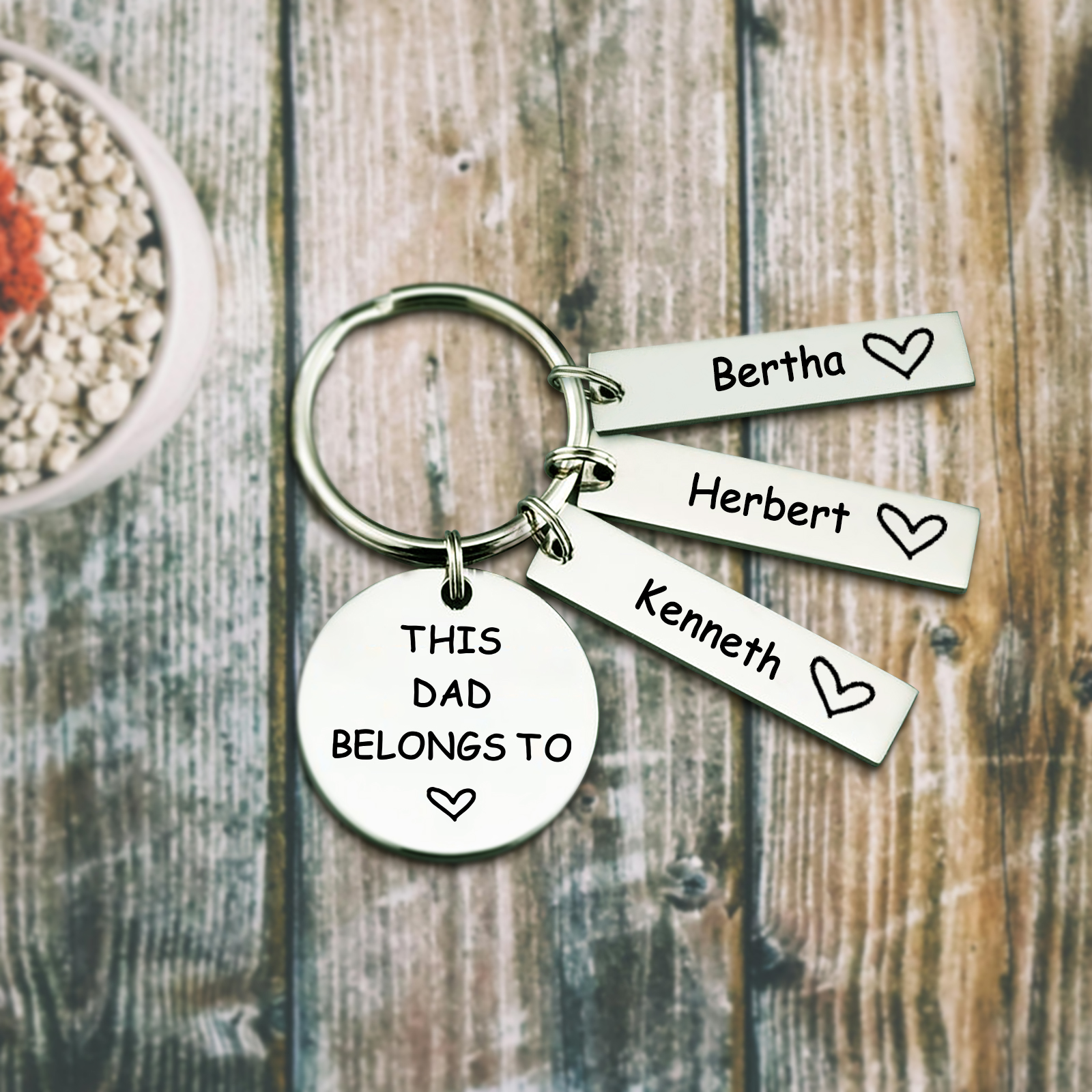 3 Names - Personalised Name Keychain Stainless Steel Keychain Special Gift for Mummy/Dad-Jessemade AU