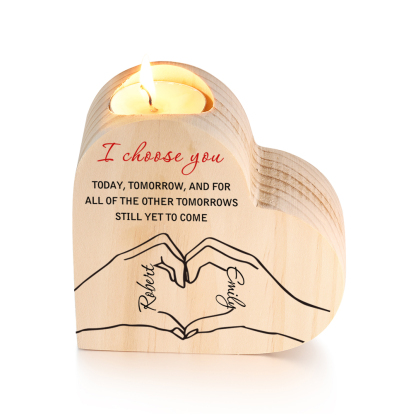 Personalised Heart Candle Holder Custom 2 Names Wooden Candlesticks Valentine's Day Gift for Couples -Jessemade AU