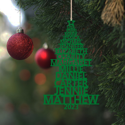 14 Names - Personalised Christmas Tree Ornaments Customised Name Xmas Wooden Decor Gifts for Family Friends-Jessemade AU