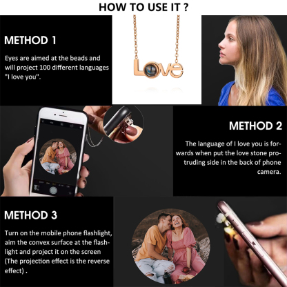 Personalised LOVE Projection Necklace Custom Photo Necklace Creative Gift for Her-Jessemade AU