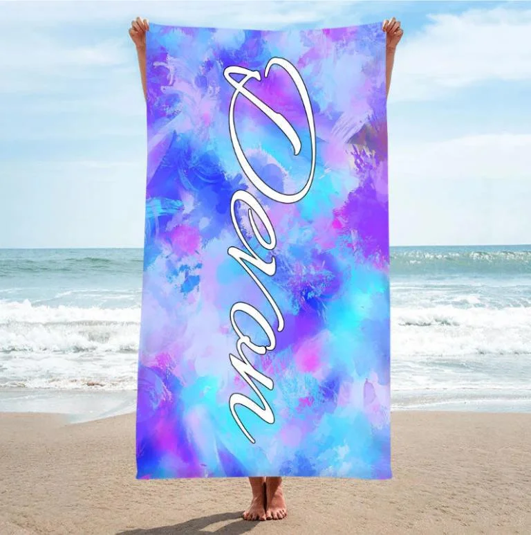 Personalised Beach Towel Customised 1 Name Towel Blanket Summer Gift for Family/Friends-Jessemade AU