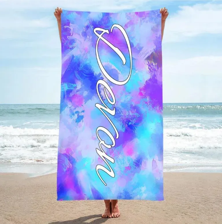 Personalised Beach Towel Customised 1 Name Towel Blanket Summer Gift for Family/Friends-Jessemade AU
