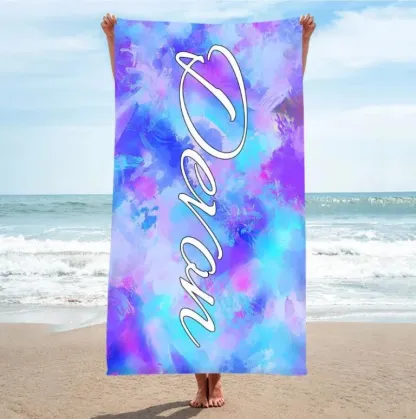 Personalised Beach Towel Customised 1 Name Towel Blanket Summer Gift for Family/Friends-Jessemade AU