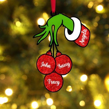 4 Names - Personalised Wooden Christmas Ornaments Customised Name Grinch Christmas Ornament Gifts for Family Friends-Jessemade AU