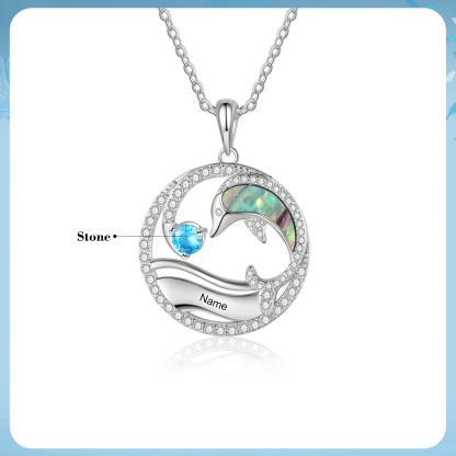 Personalised Dolphin Necklace Customised Birthstone & Name Necklace Gift for Her-Jessemade AU