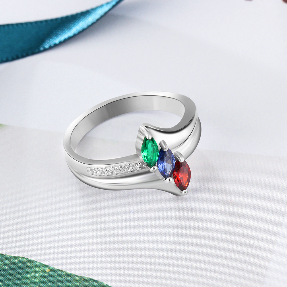 Personalised 3 Birthstones Mothers Ring With Names Gifts For Her-Jessemade AU