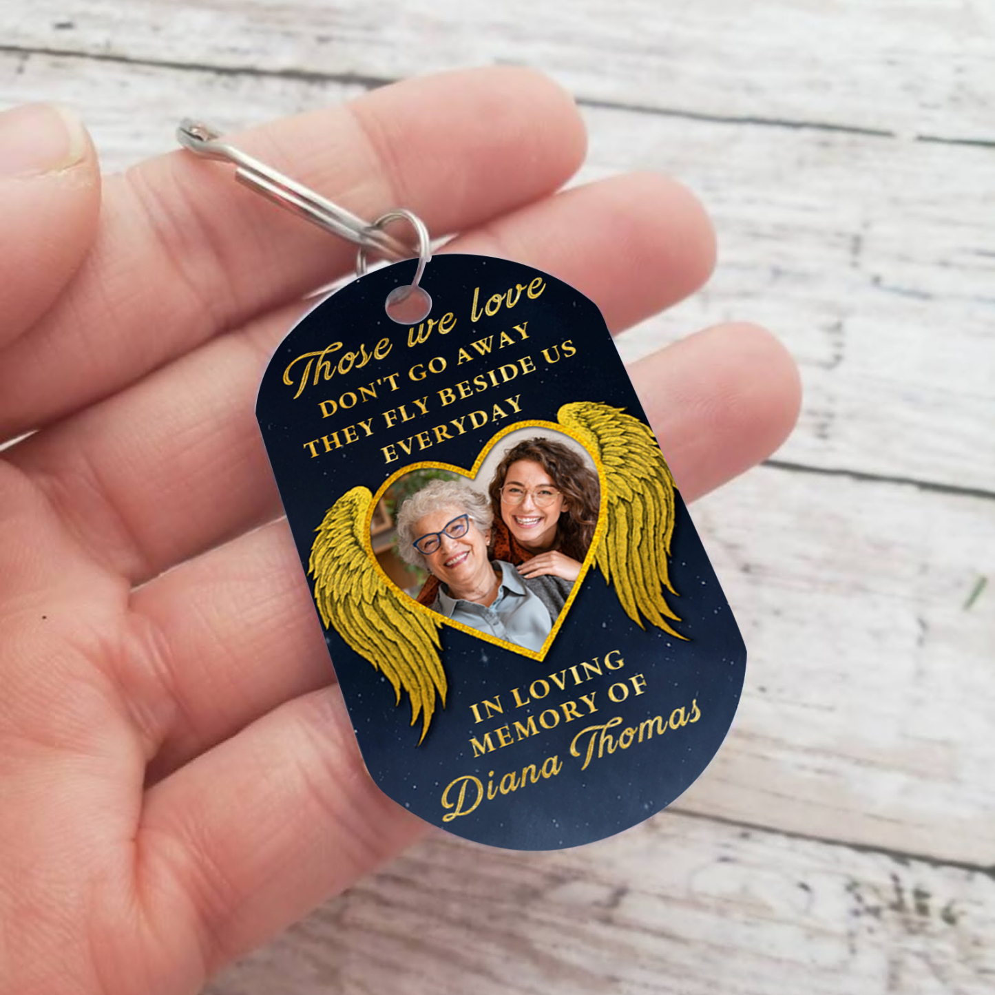 Personalised Photo & Text Keychain Memorial Gift "Those We Love, Don't Go Away, They Fly Beside Us Everyday"-Jessemade AU