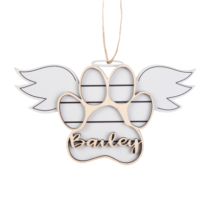 Personalised Dog Paw Christmas Ornament Angel Wings Hanging Ornament-Jessemade AU