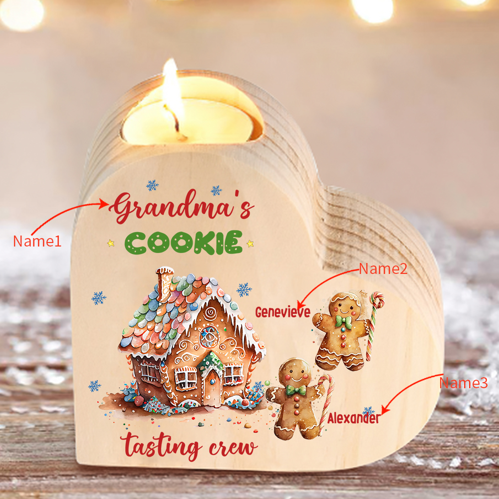Heart-Shaped Christmas Candle Holder Engraved 3 Names Cookie Candlesticks Personalised Gift for Mum Grandma-Jessemade AU