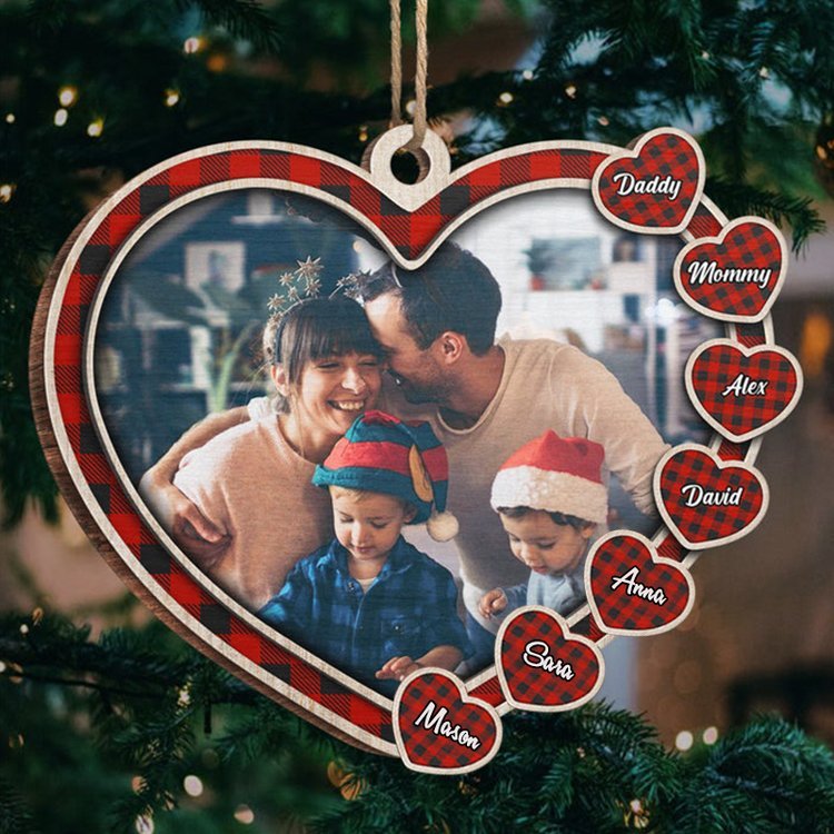 Personalised Family Heart Christmas Ornament Custom 8 Names Hanging Ornament Gifts For Family-Jessemade AU
