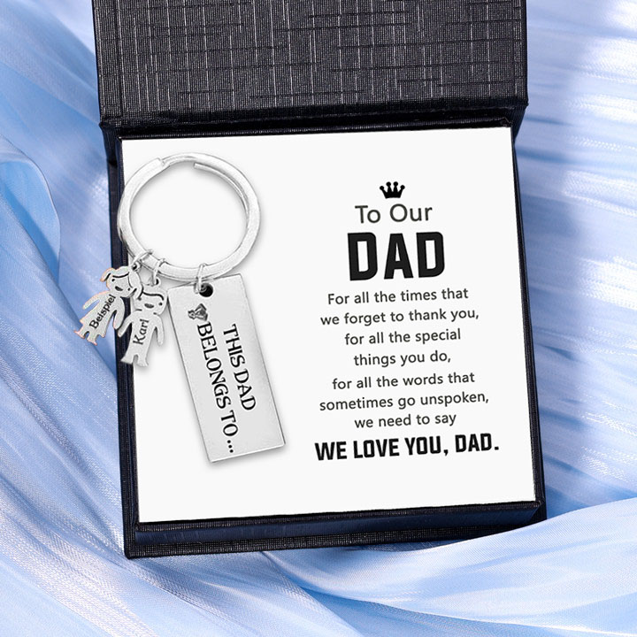 2 Names-Personalised 2 Children's Name Keychain-To My Dad-Gift Box Gift Card Set-Jessemade AU