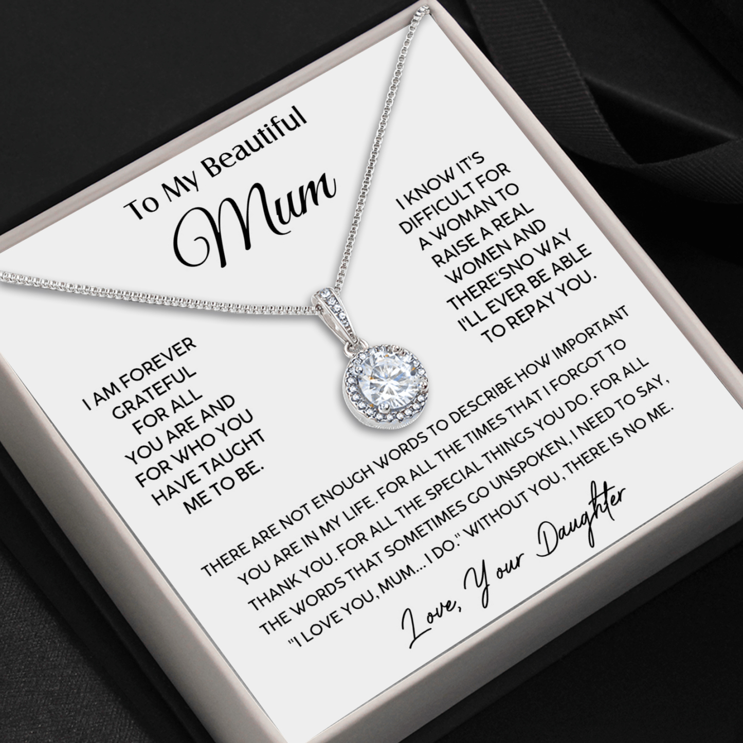To My Beautiful Mum Necklace Mother's Day Gift Set - I Am Forever Grateful For All You Are And For Who You Have Taught Me Το Be-Jessemade AU