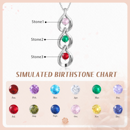 Personalised Teardrop Pendant Necklace Custom 3 Birthstones & 3 Names Necklace Gifts for Her-Jessemade AU