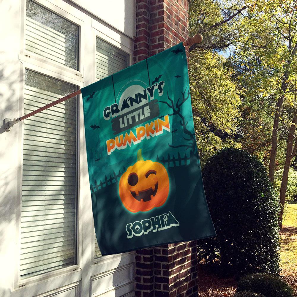 Personalised Halloween Garden Flag Custom 3 Names Flag "Grandma's Little Pumpkins"-Jessemade AU