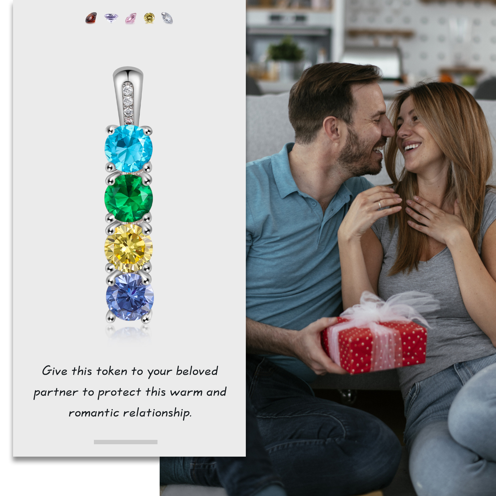 Family Birthstone Necklace Personalised 4 Stones Family Tribal Necklace for Her-Jessemade AU