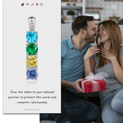 Family Birthstone Necklace Personalised 4 Stones Family Tribal Necklace for Her-Jessemade AU