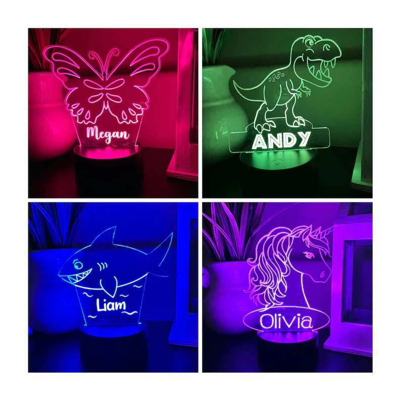 Personalised Shark Home Decoration Lamp With Custom Name Night Light Kid's Bedroom Decor Children's LED Light-Jessemade AU