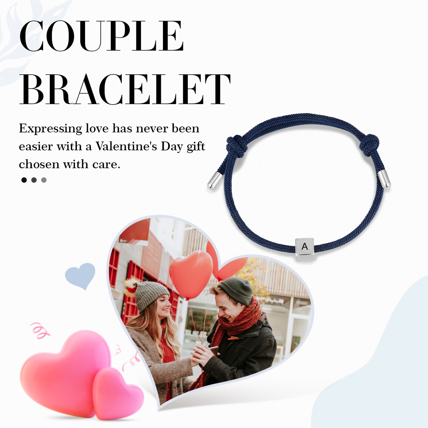 Dark Blue Couple's Bracelet Custom Letter Engraved Beads Stainless Steel Bracelet Personalised Gift for Him/Her-Jessemade AU