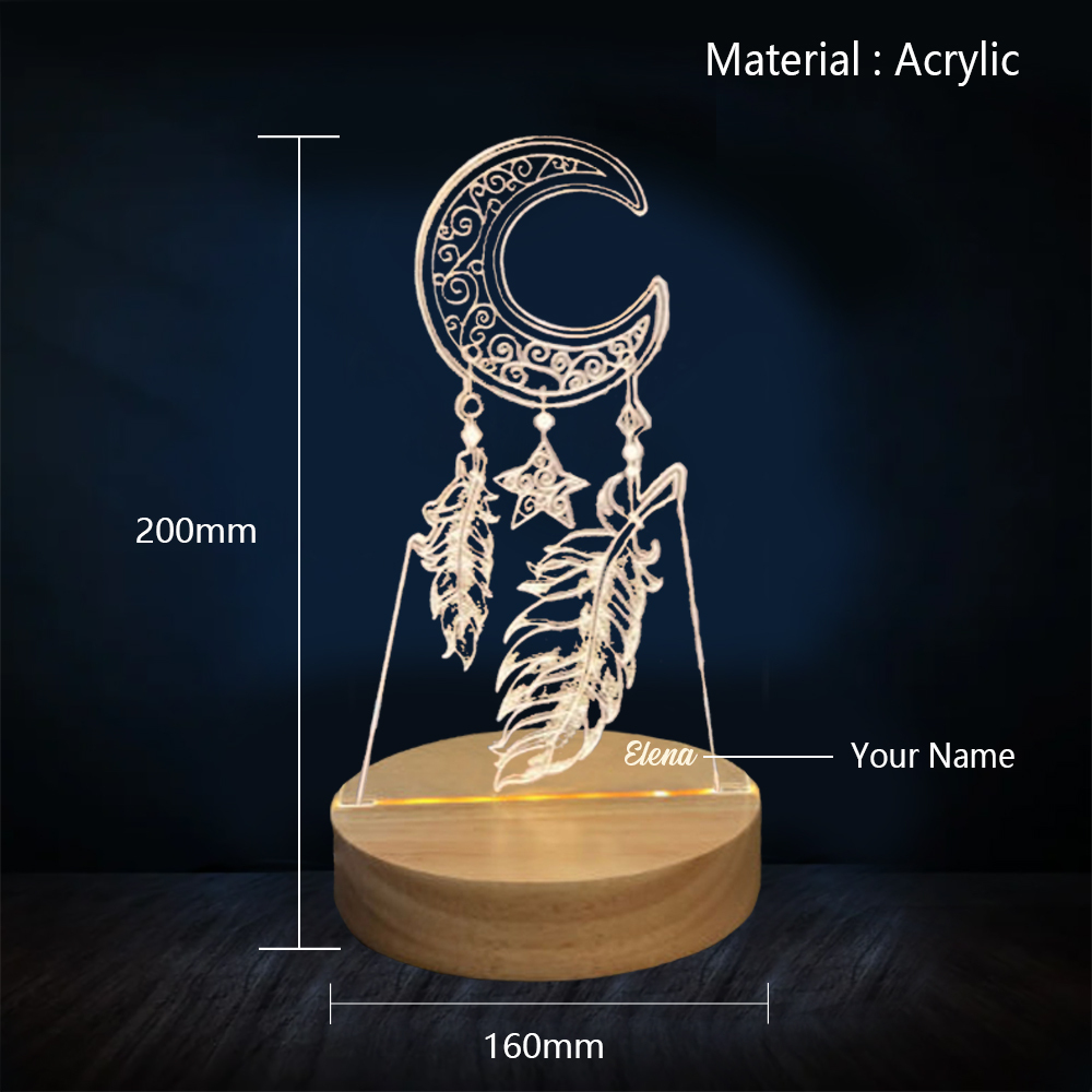 Personalised Dream Catcher Night Light Custom Name Gifts For Kids-Jessemade AU