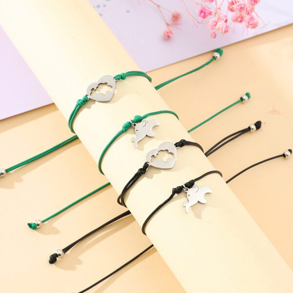 2 Pcs Elephant Bracelet Set Black Adjustable Bracelet First Day of School Gifts for Kids-Jessemade AU