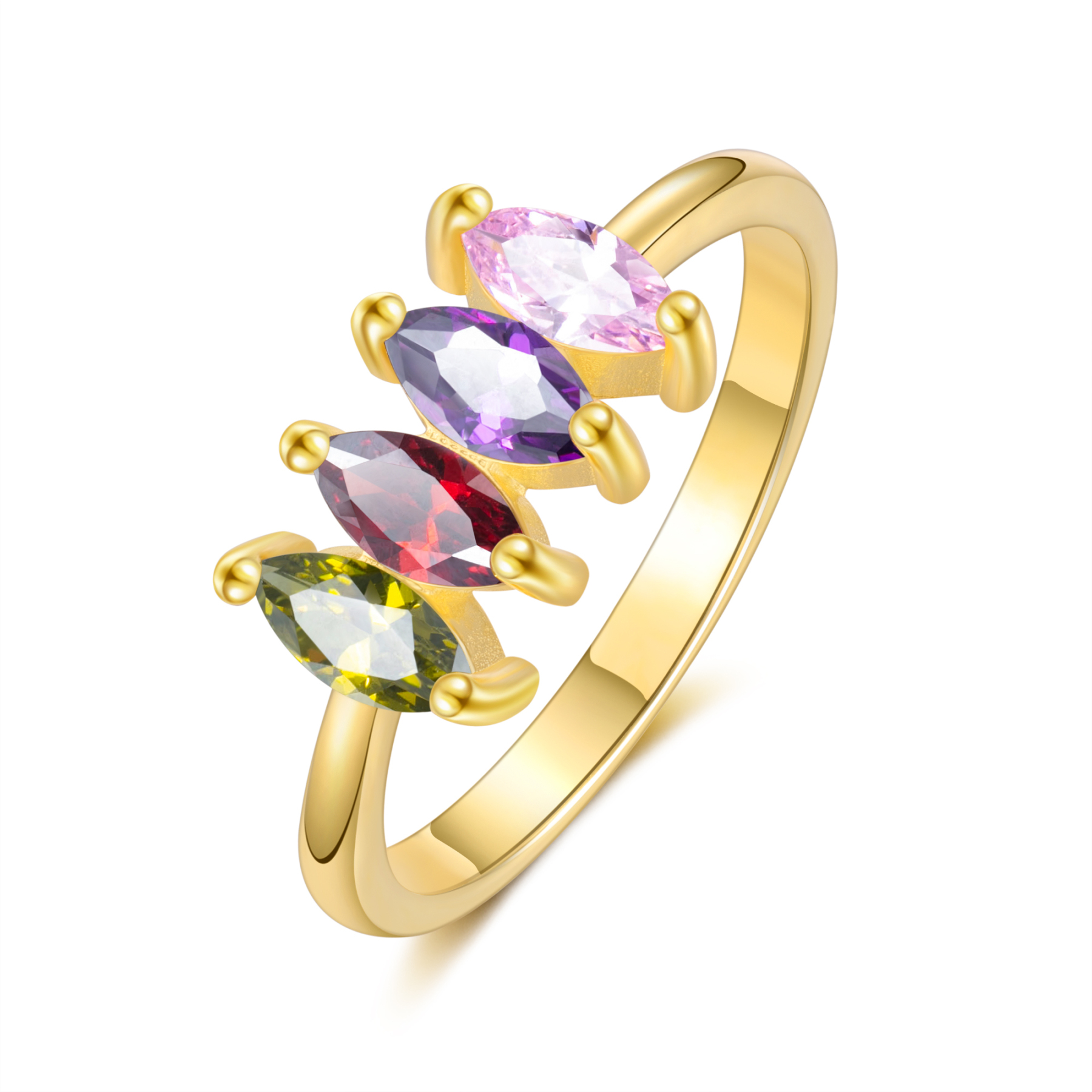 Personalised Women's Ring Custom 4 Birthstones Ring Gold Birthday Gift for Her-Jessemade AU