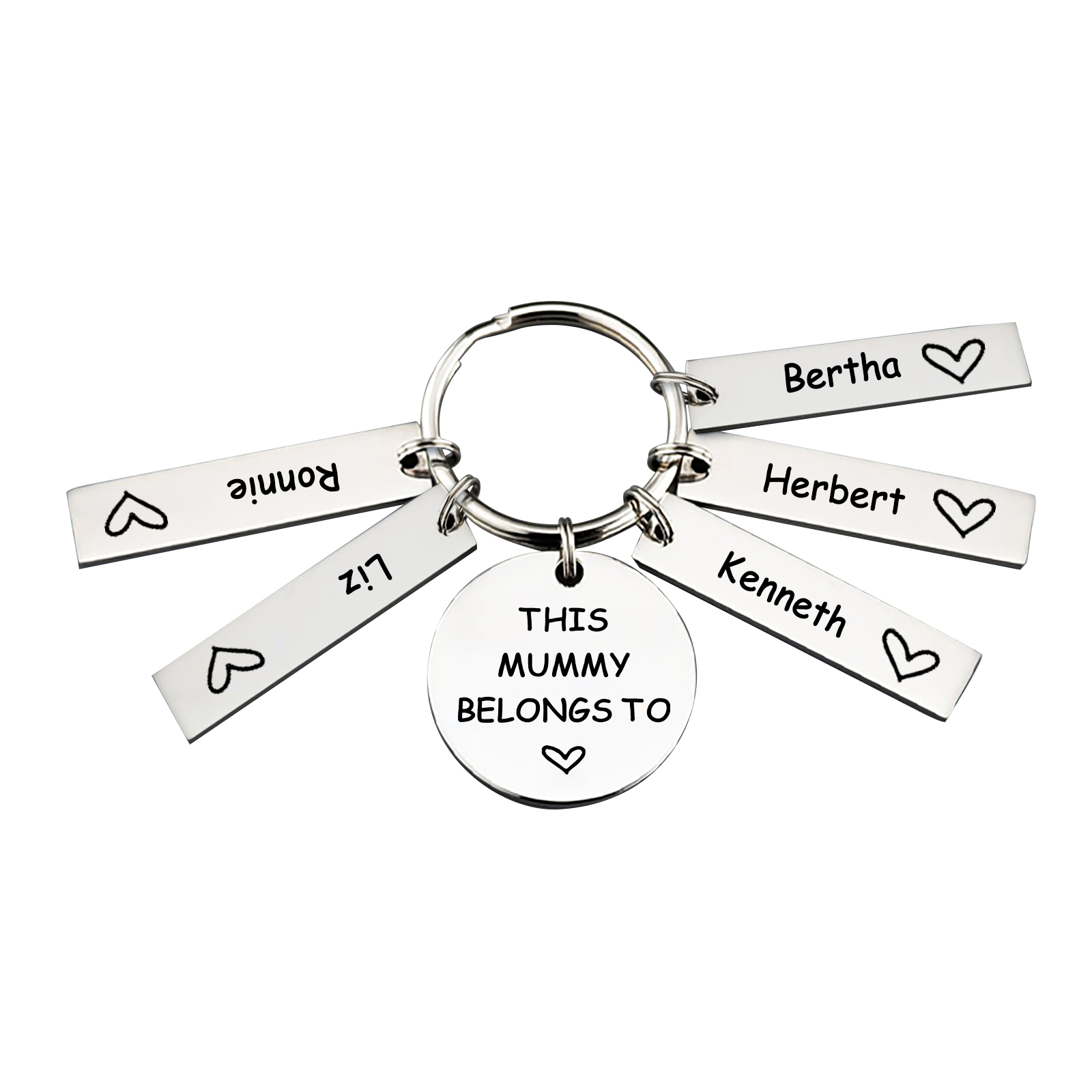 5 Names - Personalised Name Keychain Stainless Steel Keychain Special Gift for Mummy/Dad-Jessemade AU