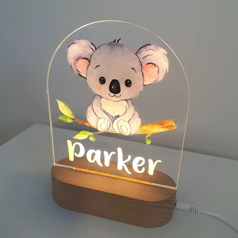 Personalised Koala Night Light Custom Name LED Lamp Baby Gift for Kids-Jessemade AU