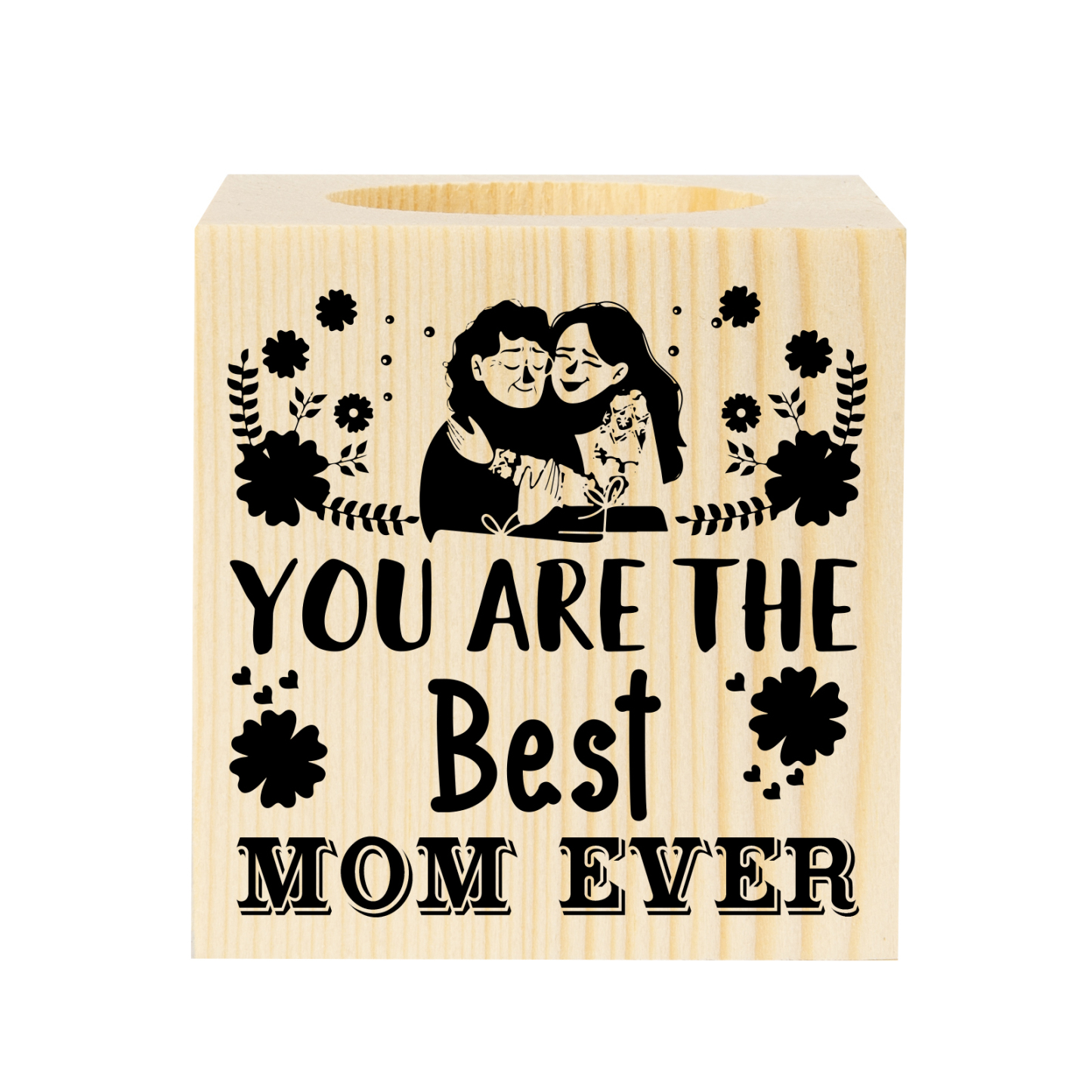 Block Candle Holder You Are The Best Mom Ever Wooden Candlesticks for Mother-Jessemade AU