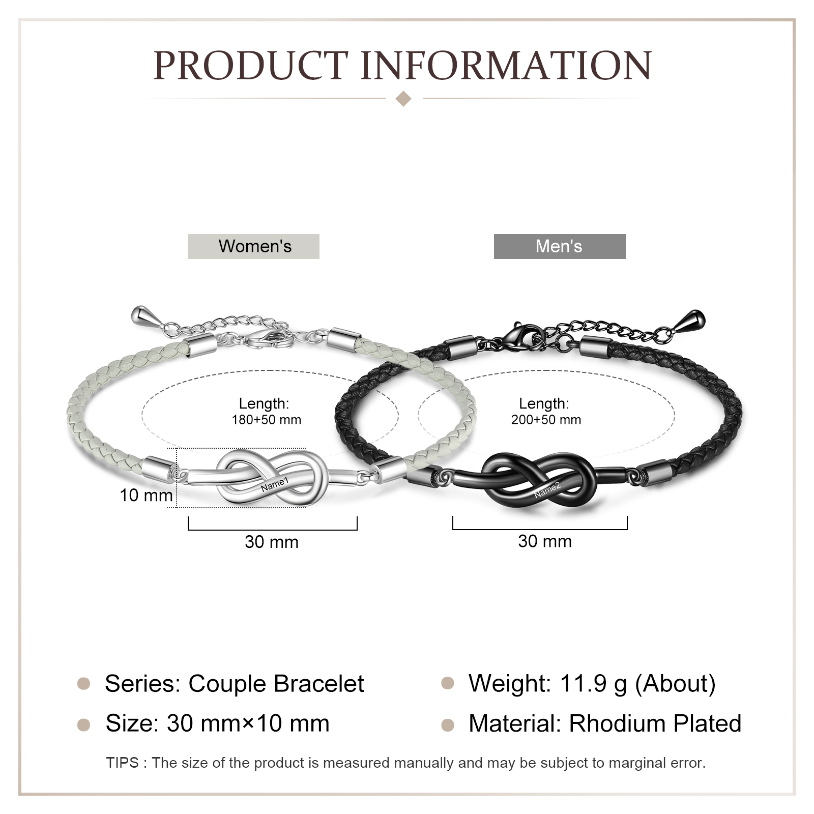 Infinity Love Knot Bracelet Set Braided Leather Couple Bracelet-Jessemade AU