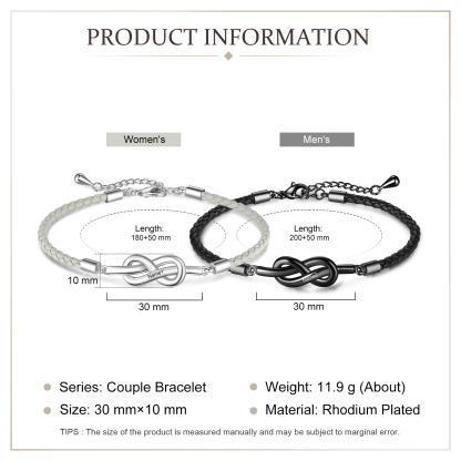 Infinity Love Knot Bracelet Set Braided Leather Couple Bracelet-Jessemade AU