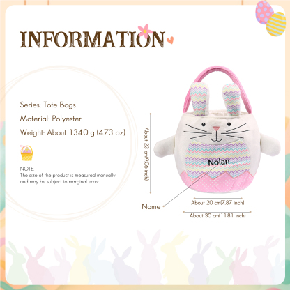 Personalised Bunny Tote Bag Customised with Name Bunny Bucket Bag Easter Gifts-Jessemade AU