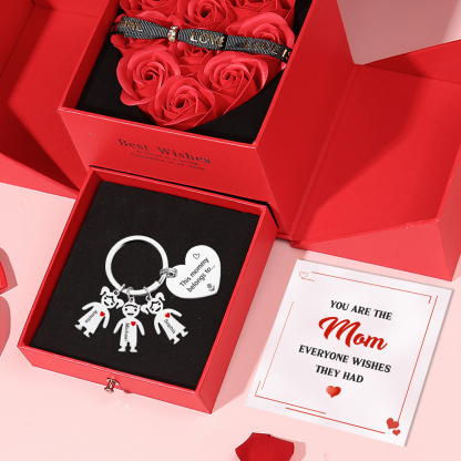 Personalised Heart Keychain With Engraved 3 Kid's Names Charms "This Mummy Belongs to" Mother's Day Gifts For Mum-Jessemade AU