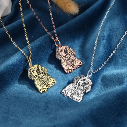 Pet Personalised Photo Necklace Engraved 1 Name Pet Memorial Cat Dog Necklace-Jessemade AU