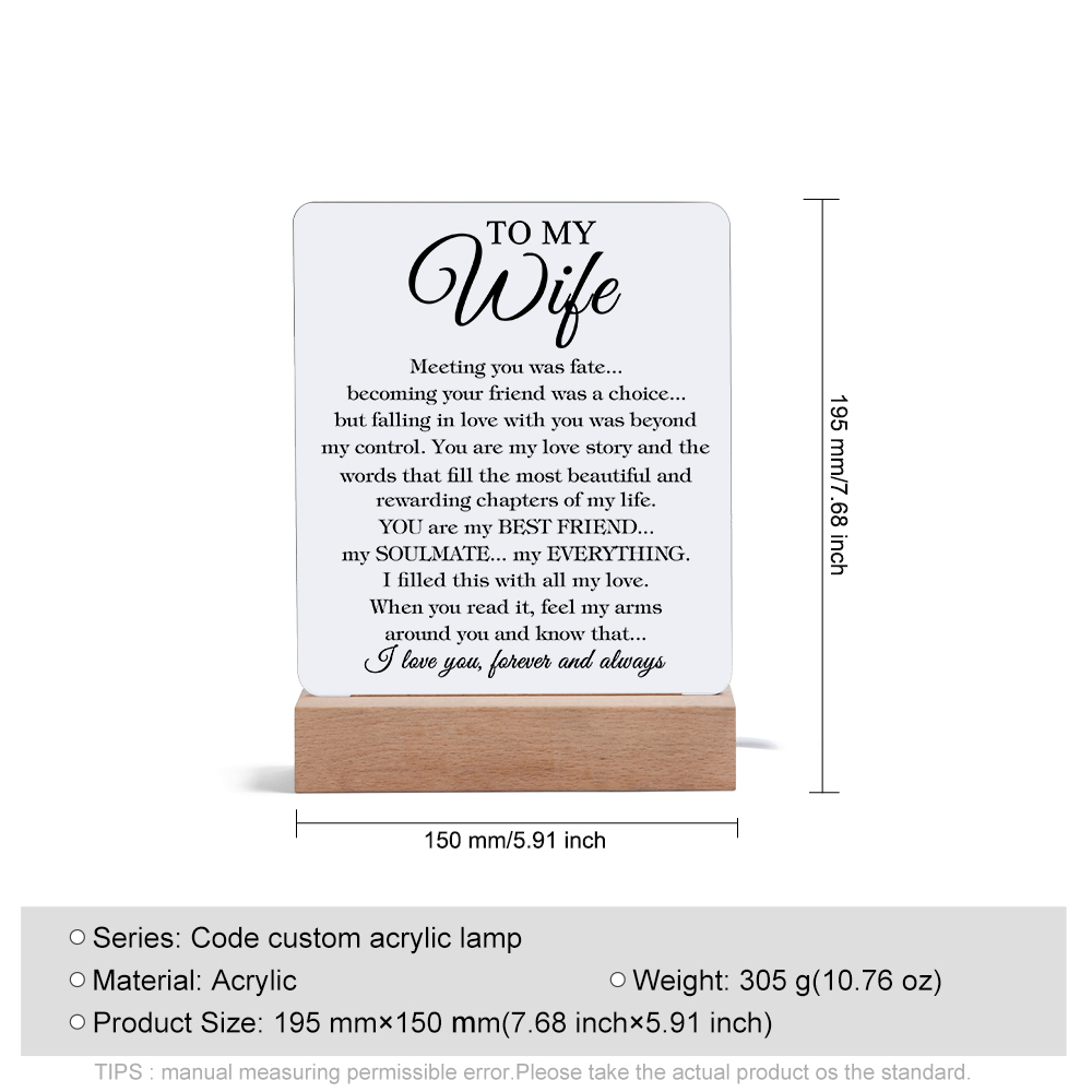 To My Wife LED Night Light "I Love You Forever And Always" Sentimental Gift for Wife-Jessemade AU