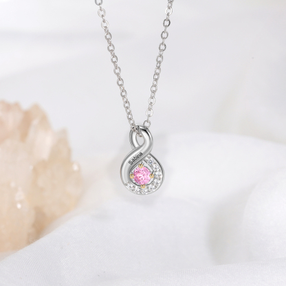 Personalised DNA Necklace With 1 Birthstone Engraved Names Gift For Women-Jessemade AU