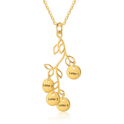 Personalised Branches Pendant Necklace Custom 4 Letters Circle Charm Necklace Gold Birthday Gift for Her-Jessemade AU