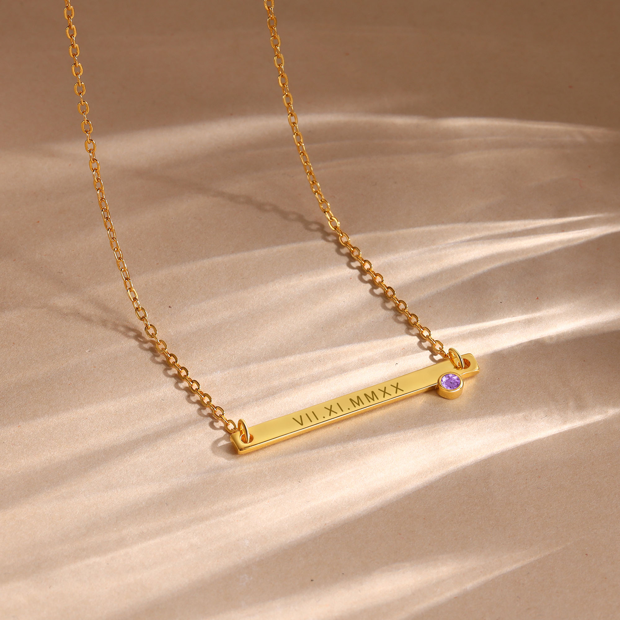 Personalised Bar Necklace Custom 1 Text & 1 Birthstone Necklace Gift for Her-Jessemade AU
