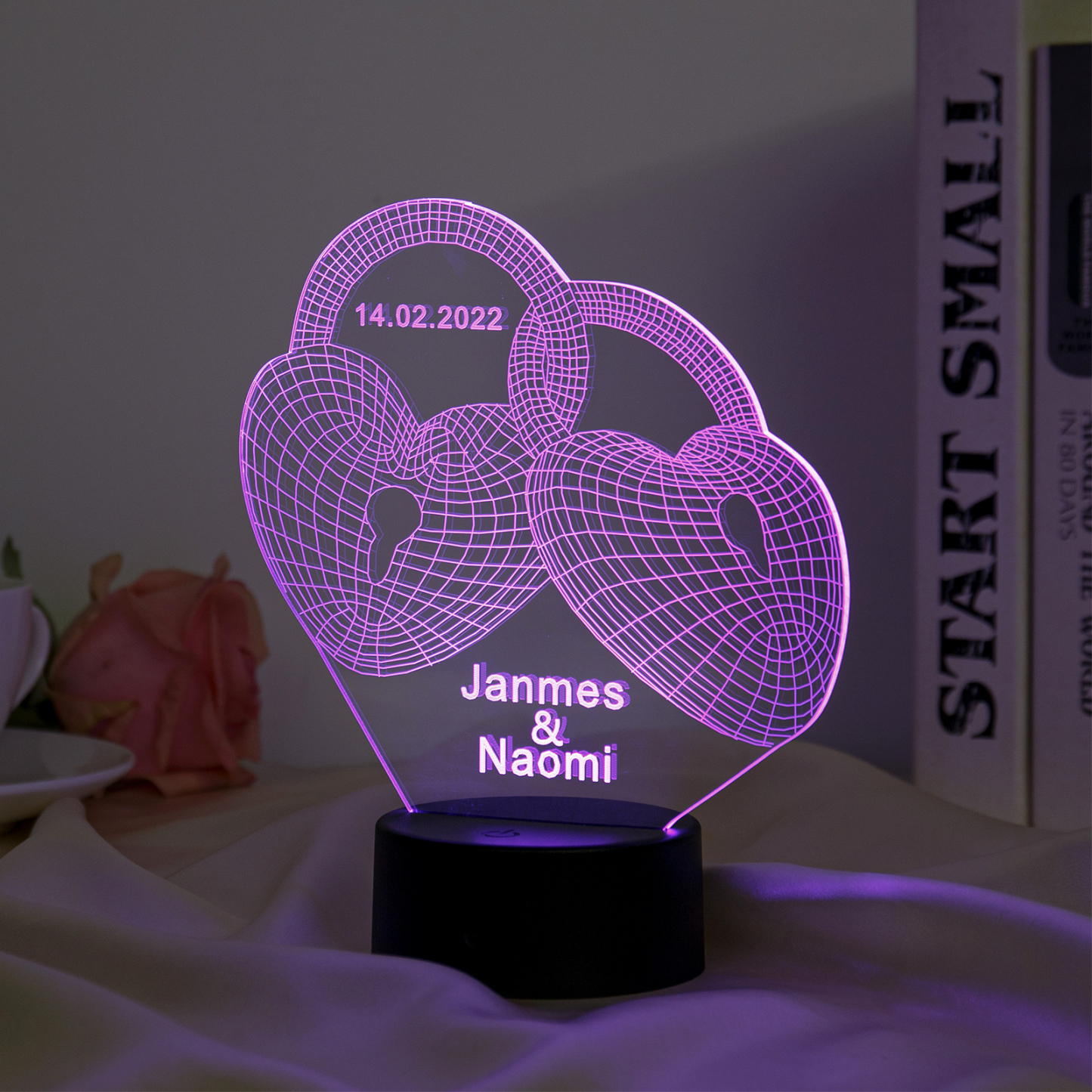 Custom 3D Love Lock Night Light With Name LED Lamp Gifts For Couple-Jessemade AU