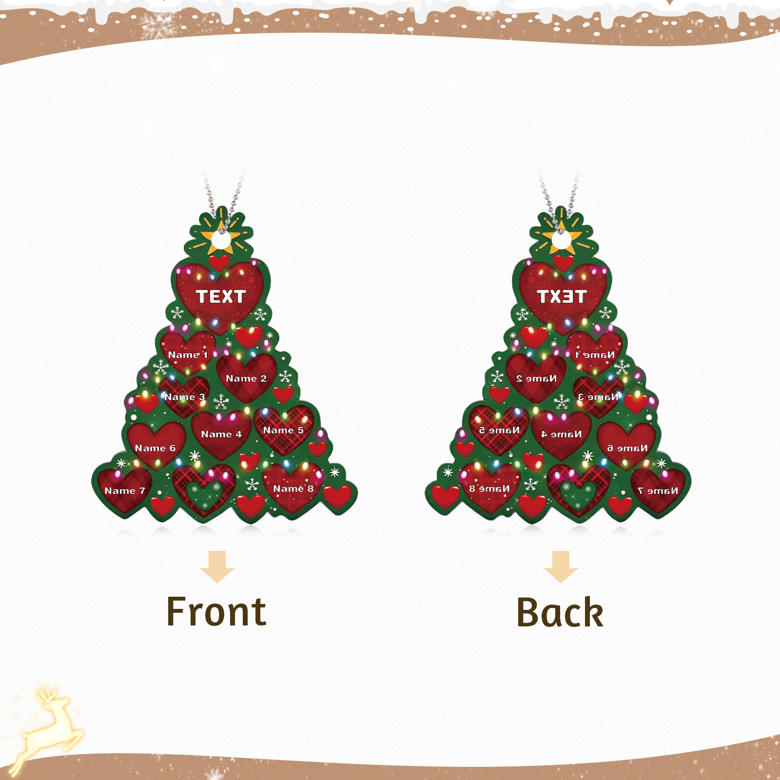 8 Names - Personalised Christmas Tree Ornament Customised Name & Text Acrylic Love Hanging Ornaments Gift for Family-Jessemade AU