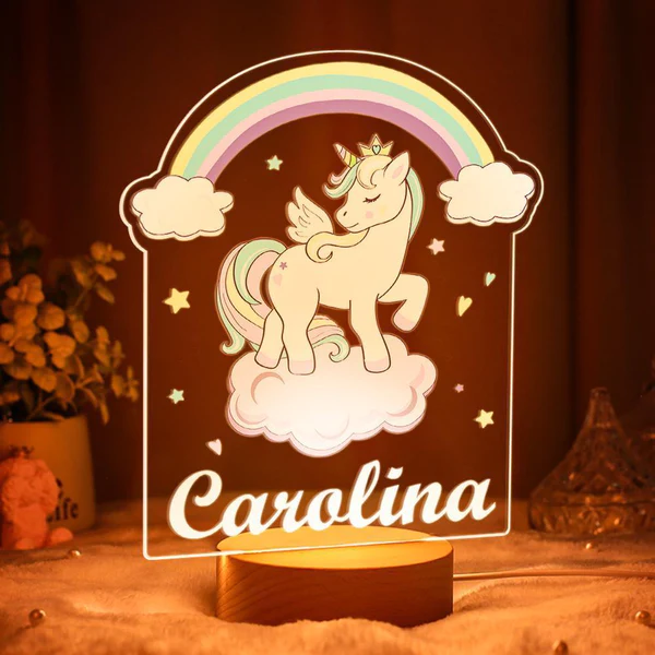 Personalised Rainbow Unicorn Night Light Custom Name LED Lamp for Kids-Jessemade AU