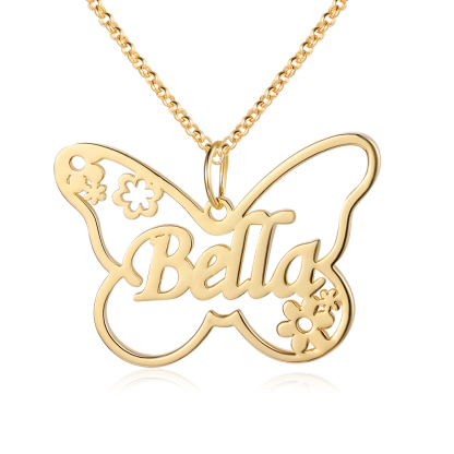 Personalised Butterfly Necklace Custom 1 Name Necklace Gift For Women-Jessemade AU