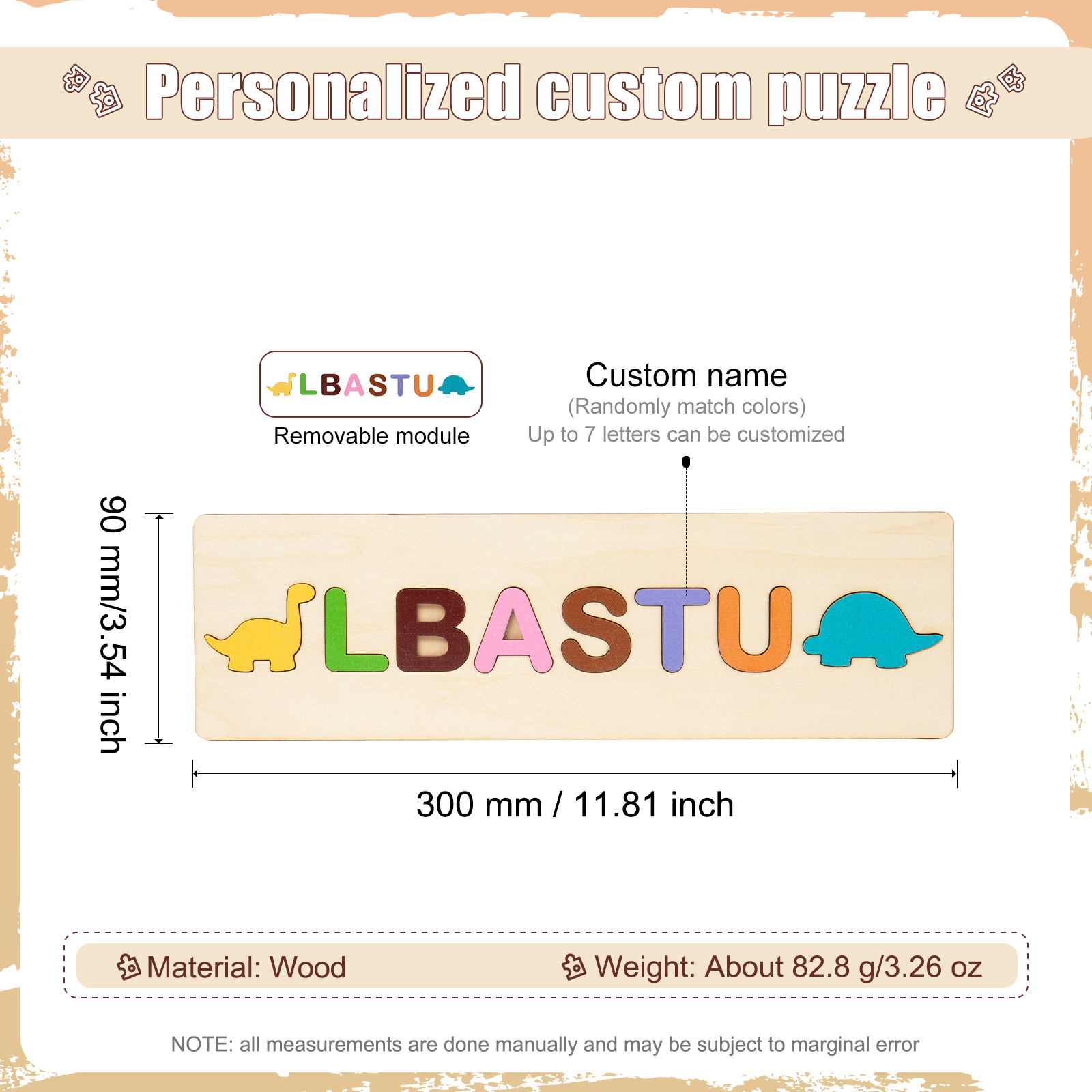 Personalised Kid's Wooden Name Alphabet Puzzle Toy for Toddlers Early Learning Child Toy-Jessemade AU