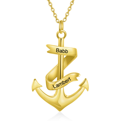 Personalised Pirate Ship Anchor Necklace Engrave 2 Names Necklace For Dad-Jessemade AU